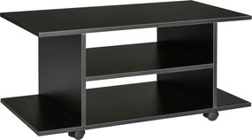 HOMCOM TV Állvány, TV Egység Polcokkal és Zárható Kerekekkel, Melamin Felület, 80x40x40 cm, Fekete | Aosom