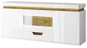 TV asztal Tiera (fényes fehér + navarre tölgy). 1053346