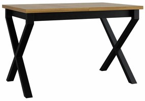 Asztal Victorville 300Grandson tölgy, Fekete, 75x80x140cm, Hosszabbíthatóság, Laminált forgácslap, Fém
