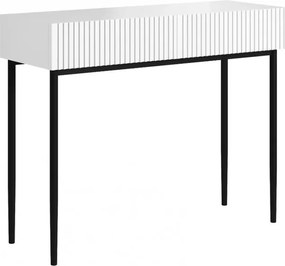 Nicole fésülködőasztal 100 cm fiókokkal - matt fehér / fekete lábak