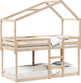 vidaXL tömör fenyőfa emeletes ágy matrac nélkül 90 x 200 cm