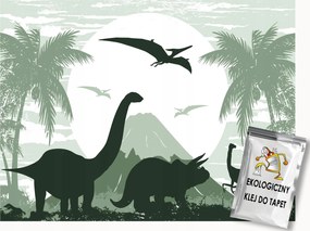 Fotótapéta Flizelina Dinoszauruszok Dzsungel Pálmafák Zöld Szoba 350x250 ragasztó