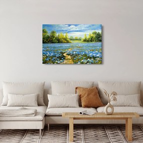 Kép - ösvény a mezőn, olajfestmény (90x60 cm)