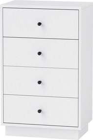 HOMCOM 4 Fiókos Komód, Műanyag Fa, Modern Stílusú Tároló Szekrény, Nappaliba, Hálószobába, Előszobába 47 x 29 x 75 cm, Fehér | Aosom