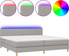 vidaXL világosszürke szövet rugós és LED-es ágy matraccal 200x200 cm