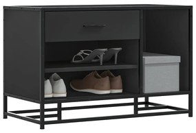 Cipőpad Fekete 80x40x53,5 cm Fából és fémből készült pad