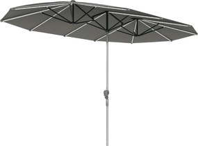 Outsunny Dupla Napsátra Napenergia LED Fénnyel 451x267 cm Alumínium UV 50+ Napsátra Kézi Feleszerkezettel, Terasz Napernyő Szélálló Piaci Napsátra Nap
