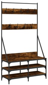 vidaXL füstös tölgy színű ruhafogas cipőpolccal 100x40x184 cm