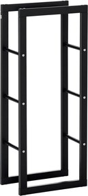 HOMCOM Tűzifatartó Fém 40 x 25 x 100 cm Tűzifatároló Acél Váz 100 kg-ig Tűzifa Halmozó Kültéri Tűzifatartó Kertbe Teraszra Fekete | Aosom