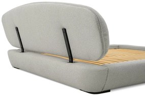 Világosszürke kárpitozott franciaágy ágyráccsal 180x200 cm Odette – Scandic