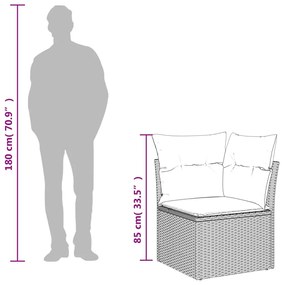 világosszürke polyrattan kerti sarokkanapé párnával