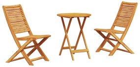 vidaXL Összecsukható Bistro Szett 3 pcs Barna Tömör Akácfa