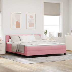 Boxspring Ágy Mattal Rózsaszín Szuper King Bársony