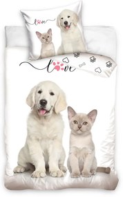Cicás, Kutyás Love ágyneműhuzat 140×200cm, 70×90 cm