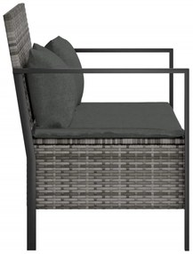 2 személyes szürke polyrattan kerti kanapé párnával
