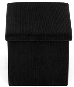 Fekete Kordbársony Tárolós Puff. TAB-471 BK6