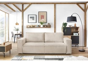 Bézs kordbársony kinyitható kanapé 245 cm Nihad – Bobochic Paris