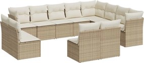 vidaXL 12 részes bézs polyrattan kerti ülőgarnitúra párnákkal