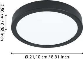 Eglo 901325 - FUEVA LED fürdőszobai mennyezeti lámpatest, 11,5 W, 230 V, átm. 21,1 cm, IP44, fekete