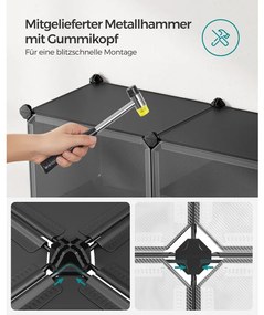 Cipőtároló doboz 6 rekeszes tárolódoboz, fekete 82x32x92cm