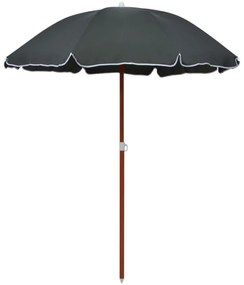 antracitszürke napernyő acélrúddal 180 cm