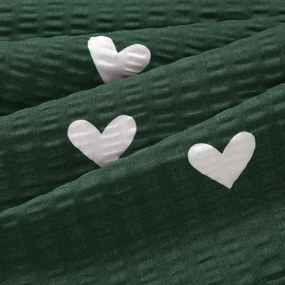 Goldea karácsonyi krepp párnahuzat - szívecskék, sötétzöld alapon 40 x 40 cm