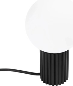 Éjjeli asztali lámpa fekete bordázott üveg fehér gömb kapcsoló Sollux