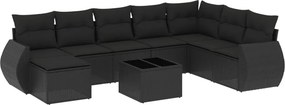 vidaXL 9 részes fekete polyrattan kerti ülőgarnitúra párnákkal