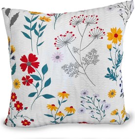 Fakéreg párnahuzat 70x80 fehér piros türkiz szürke nyári rét