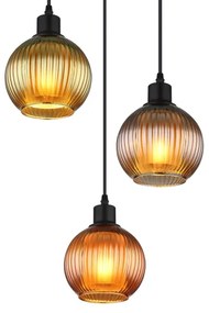 Globo 15638-3 - Csillár zsinóron ZUMBA 3xE27/25W/230V átm. 36 cm réz/zöld/kék