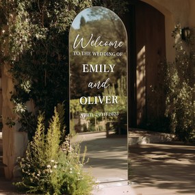 Személyre szabott tükör matrica S50 – Welcome to the wedding of...