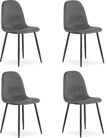 Étkezőszék PADVA VELVET fekete lábakkal, sötétszürke