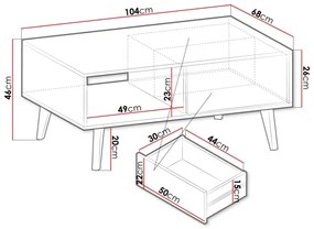 Kávésasztal WILLOW 46x104 cm fekete/barna