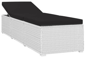 3 részes fehér polyrattan kerti napozóágy szett asztallal