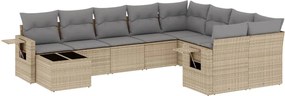 vidaXL 10 részes bézs polyrattan kerti ülőgarnitúra párnával