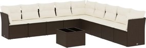 vidaXL 10 részes barna polyrattan kerti ülőgarnitúra párnákkal