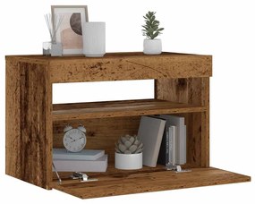 Éjjeliszekrény LED fényekkel régi fa 60x35x40 cm gépelt fa