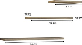 Tobi 3P fali lebegőpolc (3db), sonoma
