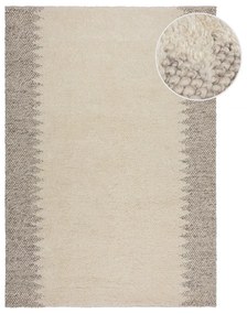 Krémszínű kézi szövésű gyapjúkeverék szőnyeg 80x150 cm Minerals Border – Flair Rugs