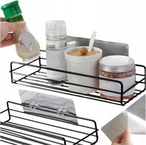 Zuhanypolc Fürdőszoba Rendszerező Fekete Fém Öntapadós Loft