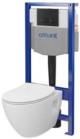 Cersanit Moduo, System50 MECH süllyesztett keret + függő WC csésze Moduo Plus CleanOn + fekete gomb MOVI II, S701-766
