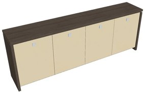 Verno alacsony szekrény 248 x 46 x 90 cm, üvegajtó, antracit tölgy / vanília