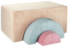 Világosbarna kordbársony habszivacs játszótér 75x49x37 cm Rainbow Montessori – Wigiwama