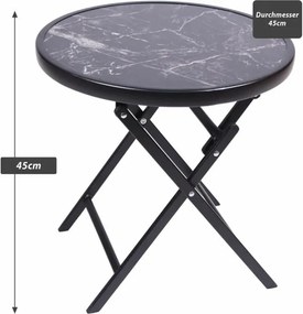 Kerti bisztróasztal összecsukható Ø 45 cm márvány fekete