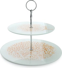 Patera sütemény és leopárd gyümölcsökhöz üveg