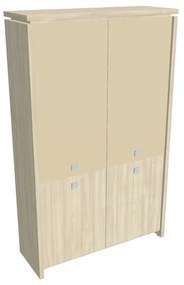Verno magas szekrény 128 x 46 x 210 cm, kombinált ajtó, akác / vanília