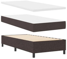 Box Spring Ágy Matraccal és Pad Dark Brown 90x200 cm Szövet