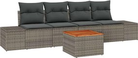 vidaXL Kerti Kanapé Szett párnával 5 pcs Szürke Poli rattan