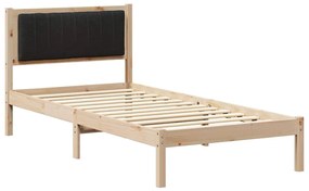 Ágykeret Kárpitozott Fejtámlával fejtámlával Fekete 90 x 200 cm