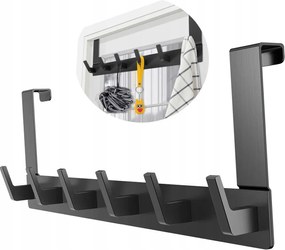 Non-invazív Ajtó Akasztó Fekete Loft Fém 6 Akasztós 40CM